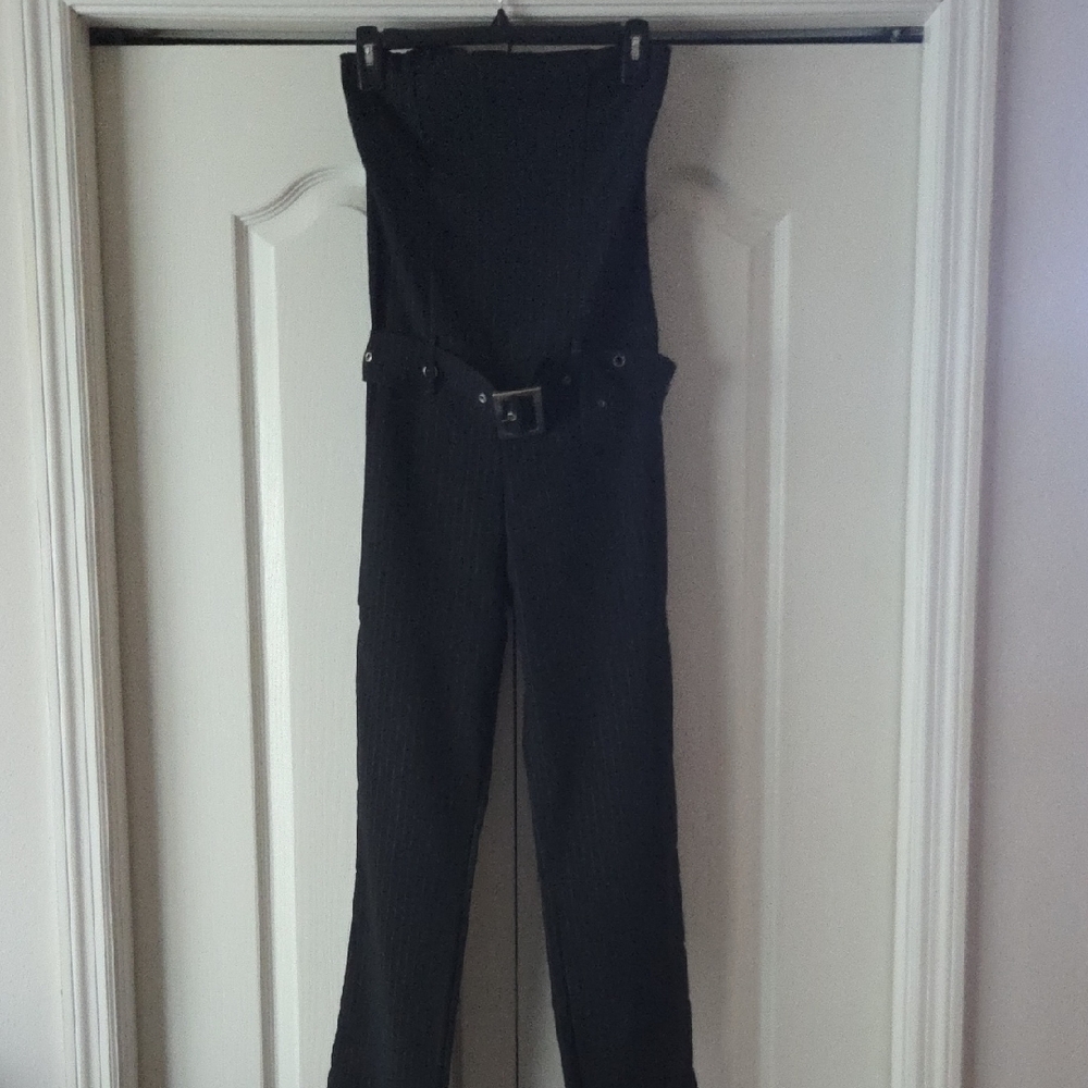 Charlotte Russe Black Belted Jumpsuit